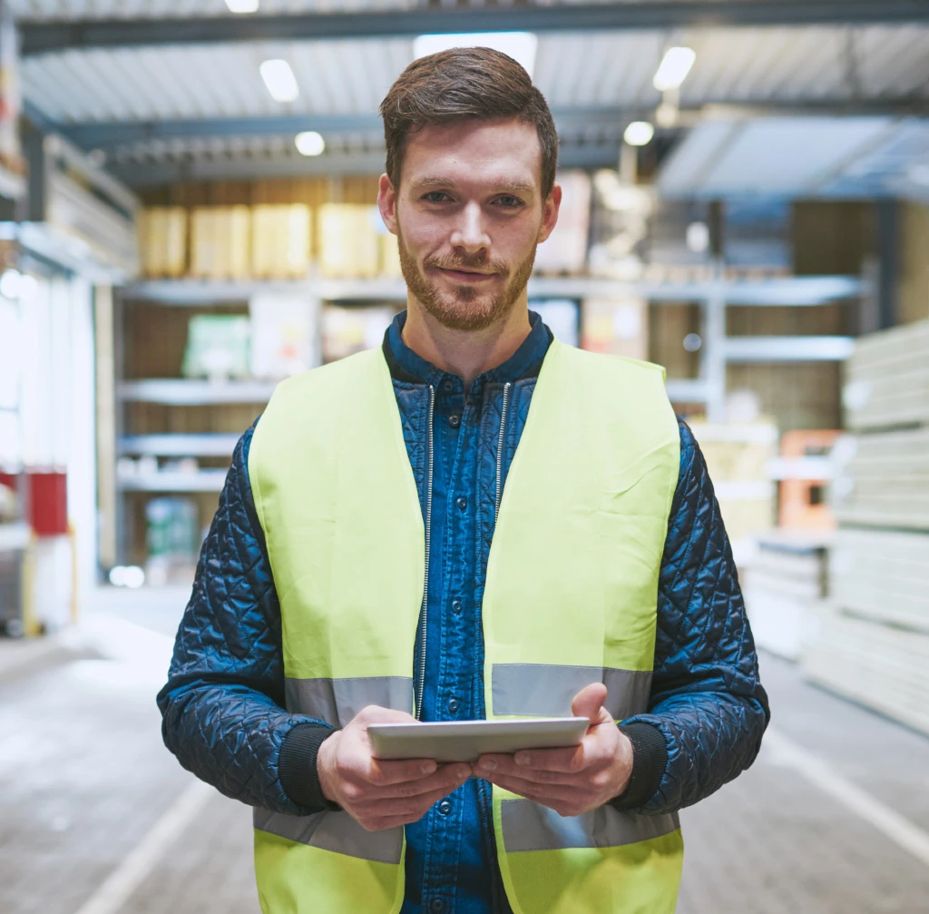 Our Team Young Handyman Or Builder In A Warehouse Ondustry